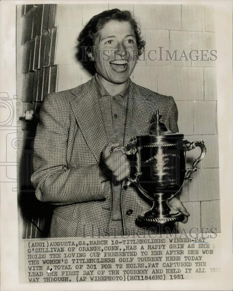 1951 Press Photo Pat O&#39;Sullivan wins Women&#39;s Titleholders Golf Tournament in GA - Historic Images