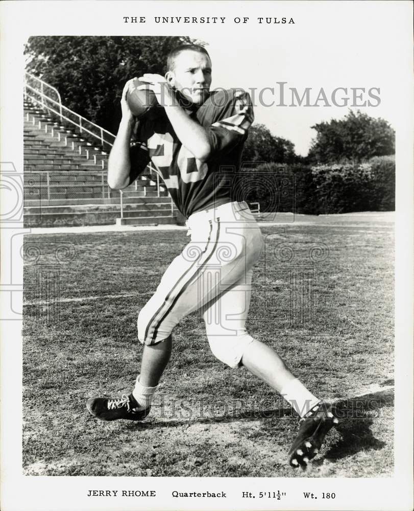 Press Photo University of Tulsa football quarterback, Jerry Rhome - hp ...