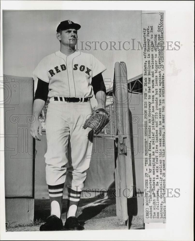 1963 Press Photo Boston Red Sox baseball pitcher Dick Radatz in Fenway Park - Historic Images