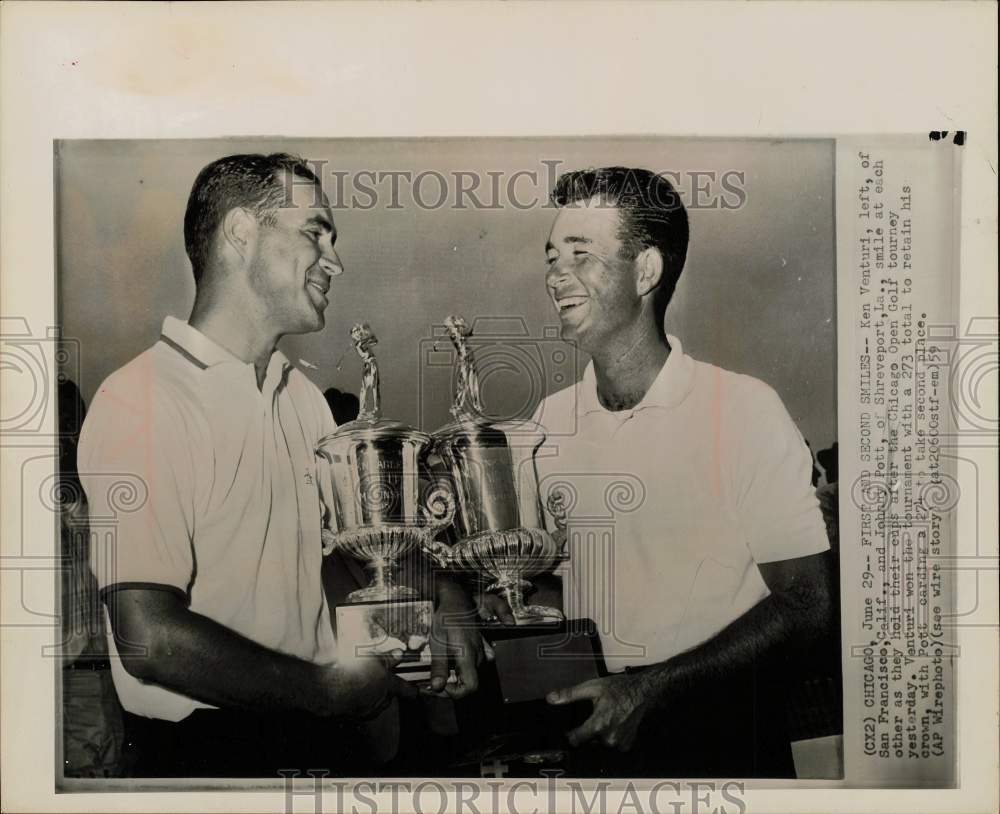 1959 Press Photo Ken Venturi &amp; Johnny Pott after the Chicago Open Golf tourney- Historic Images