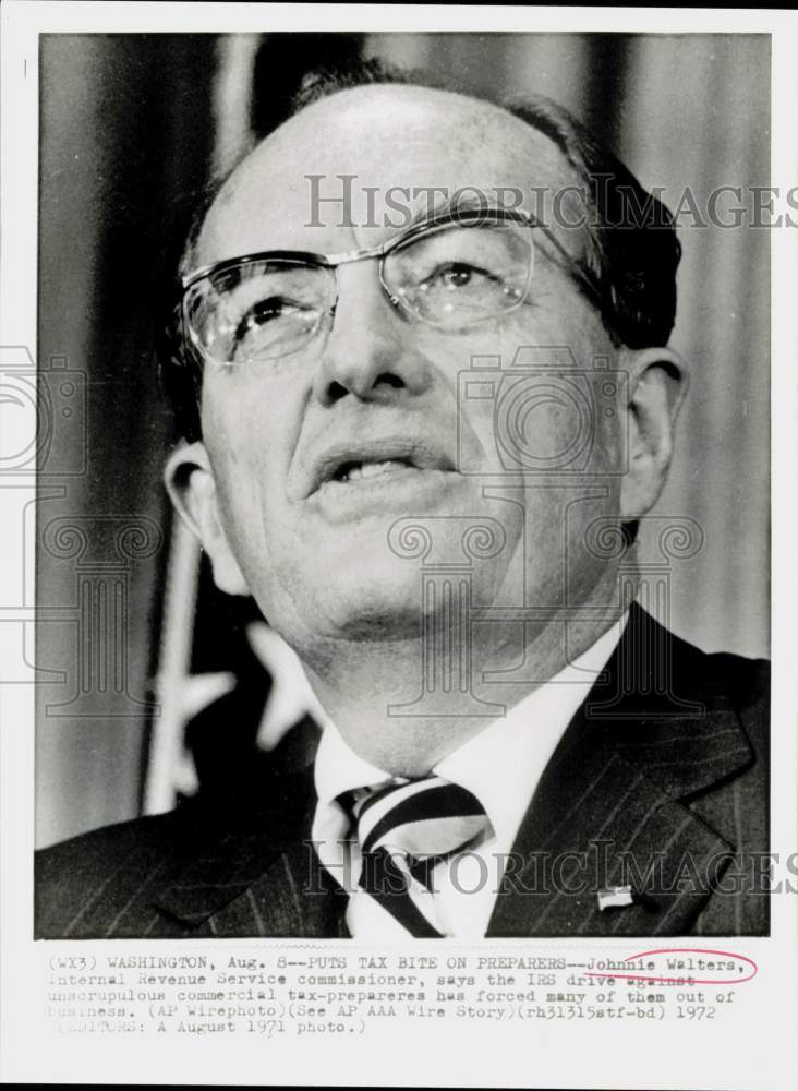 1971 Press Photo Internal Revenue Commissioner Johnnie Walters in Washington- Historic Images