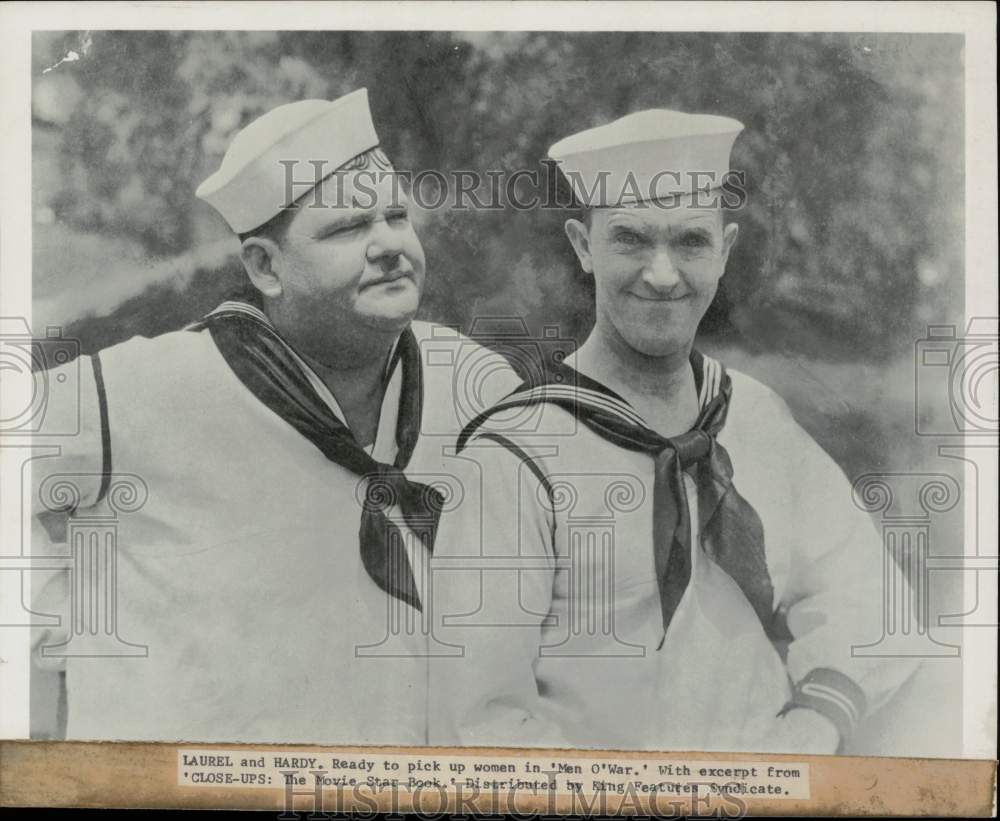 Press Photo Comedy Team of Laurel and Hardy in "Men O' War." - kfx08724- Historic Images