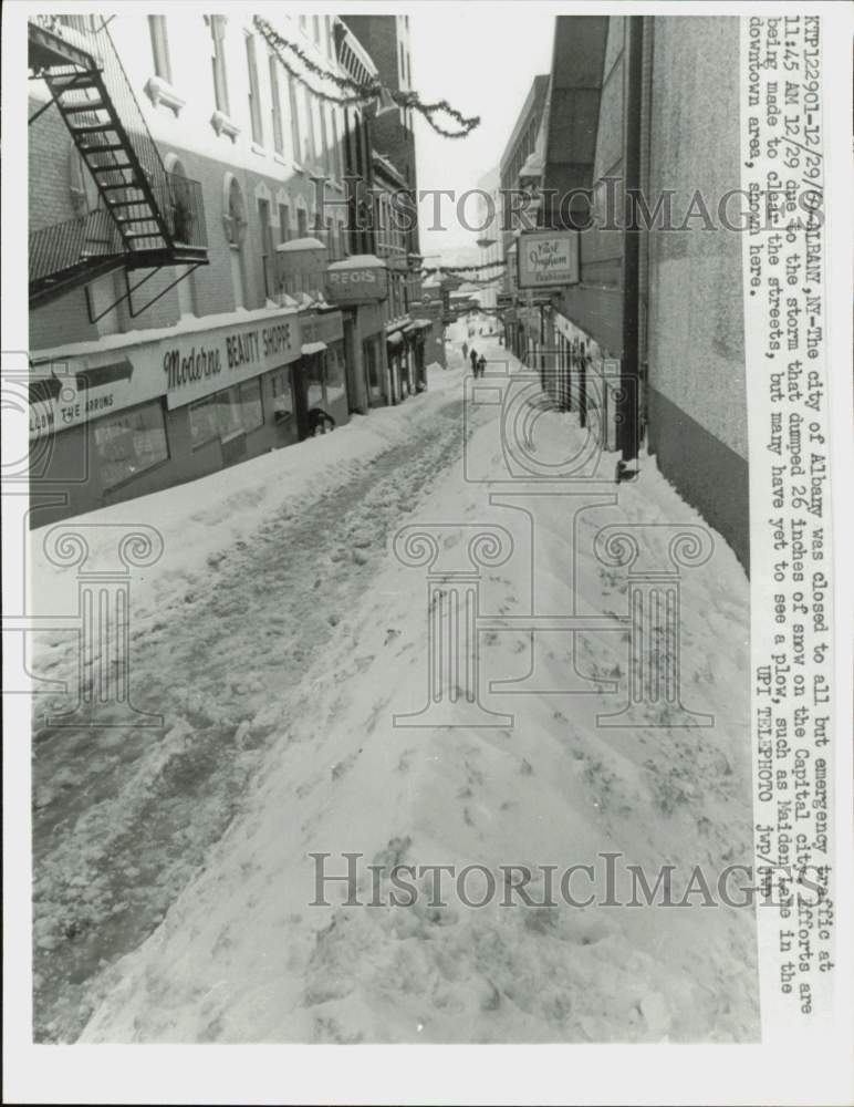 1969 Press Photo Snowy streets in downtown Albany, New York - kfx45097- Historic Images