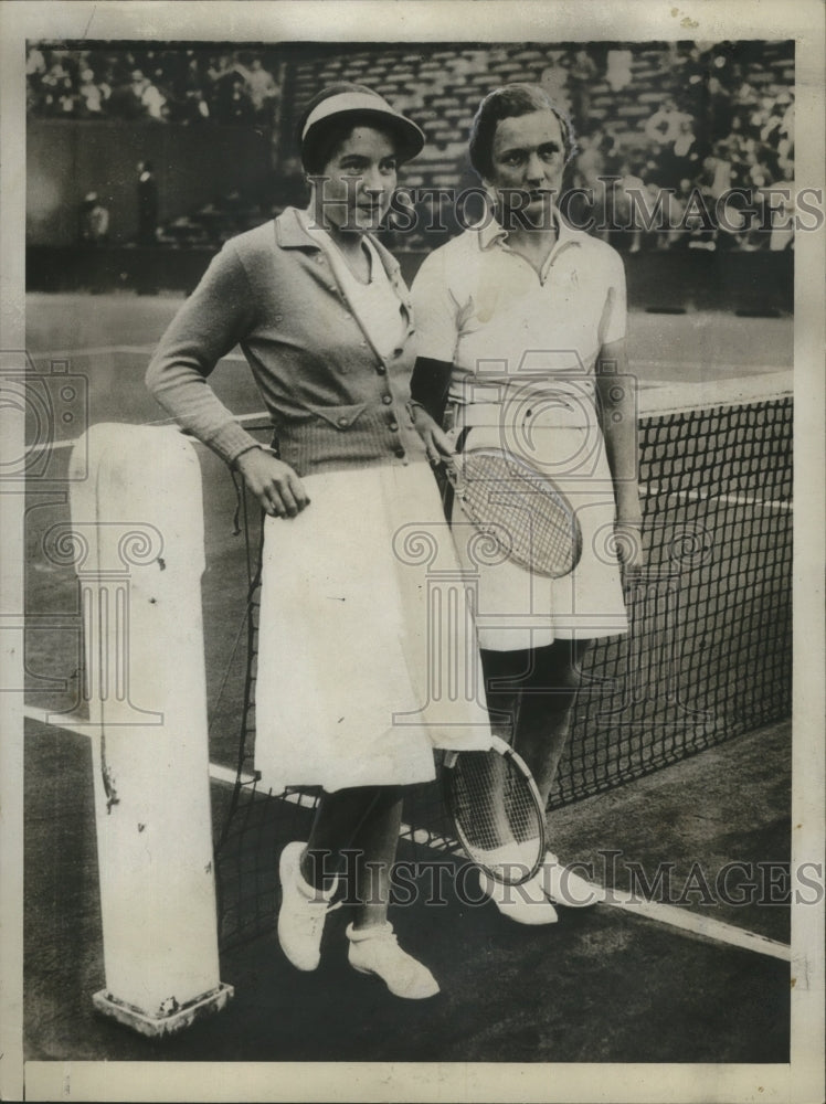 1934 Press Photo Tennis Players Peggy Scriven, Helen Jacobs in Paris, France - Historic Images