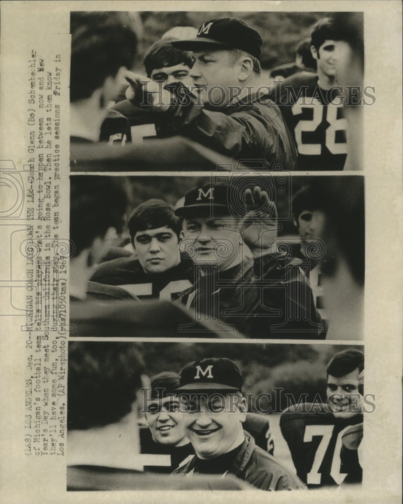 1967 Press Photo Coach Glenn Bo Schembechler of Michigan at the Rose Bowl - Historic Images