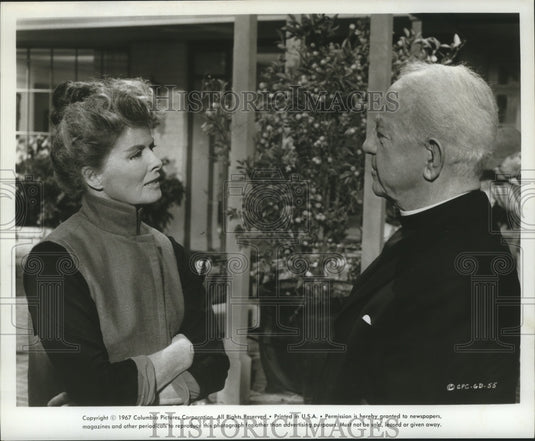 1967 Press Photo Katherine Hepburn & actor in a Columbia Pictures film - Historic Images