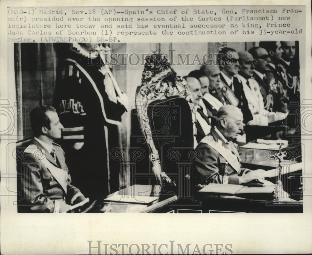 Spain&#39;s Chief of State Gen Francisco Franco at Parliament session - Historic Images