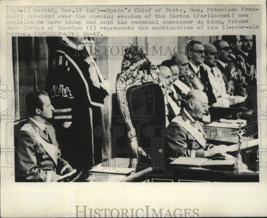 Spain's Chief of State Gen Francisco Franco at Parliament session - Historic Images