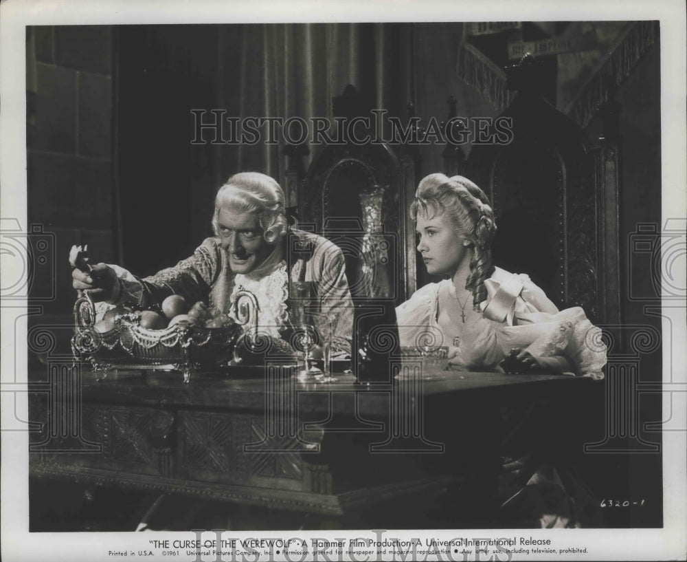 1961 Press Photo The Curse of the Werewolf stars Clifford Evans Yvonne Romain - Historic Images