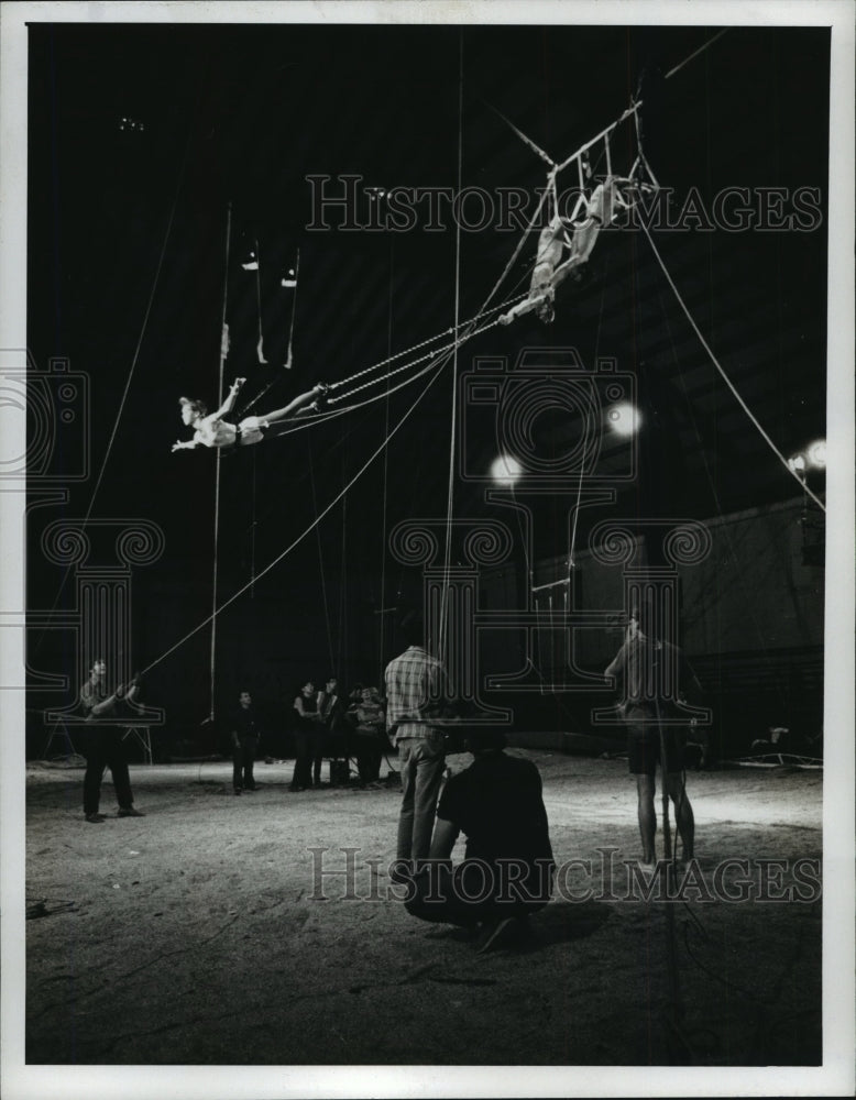 Trapeze Swingers Theresa Dixon, John Ryan, Bill Longer Practicing - Historic Images