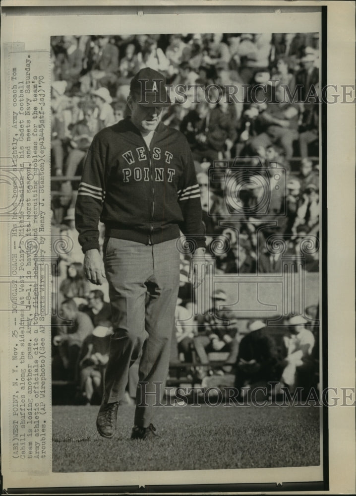 1970 Tom Cahill, Army Football Coach at West Point Michie Stadium - Historic Images