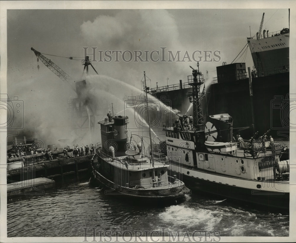 1965 Fire at Todd Shipyards, Brooklyn Foot Columbia Street, New York - Historic Images