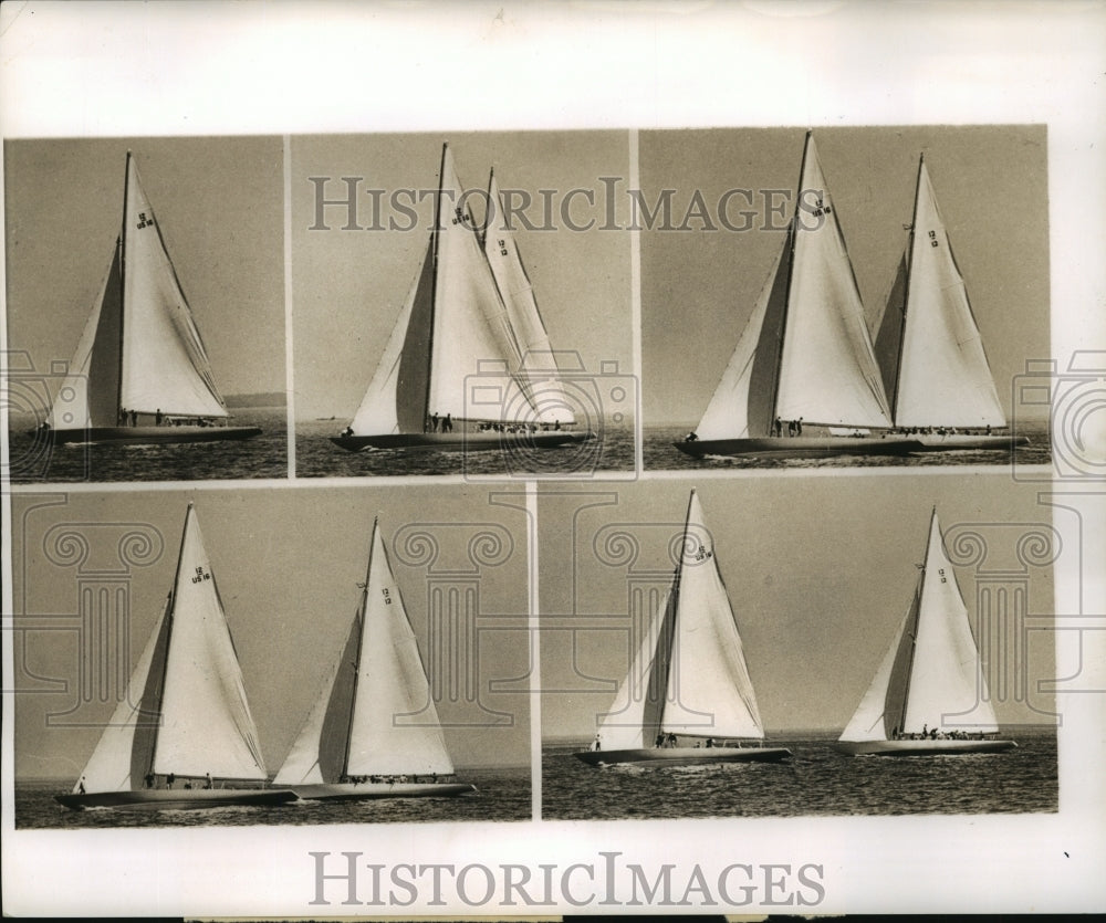 1962 Press Photo Series Sloop Boat &quot;Columbia&quot; &amp; &quot;Nyala&quot; During Speed Test - Historic Images