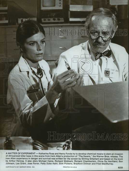Actress Katharine Ross, Henry Fonda in "The Swarm" Movie - Historic Images
