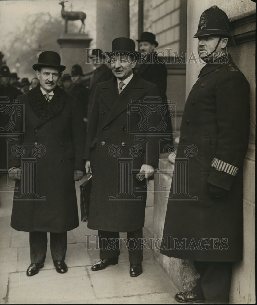 1937 Press Photo Camille Chautemps, Yvon Delbos Leaving French Embassy, London - Historic Images