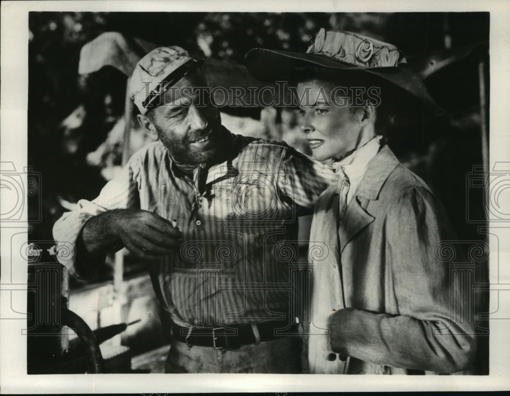 1951 Press Photo The African Queen stars Humphrey Bogart, Katherine Hepburn - Historic Images