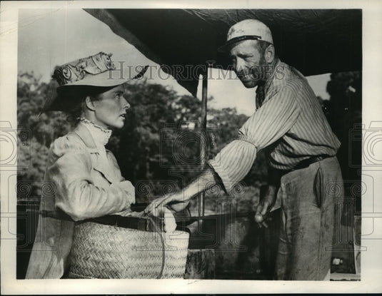 1951 Press Photo The African Queen with Humphrey Bogart, Katherine Hepburn - Historic Images