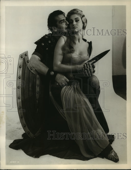 Actor Victor Mature, Liana Orfei for "The Tartars"  - Historic Images