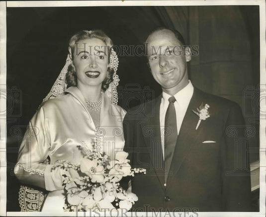 1956 Press Photo Audrey Meadows & Husband Randolph Rouse After Their Wedding - Historic Images