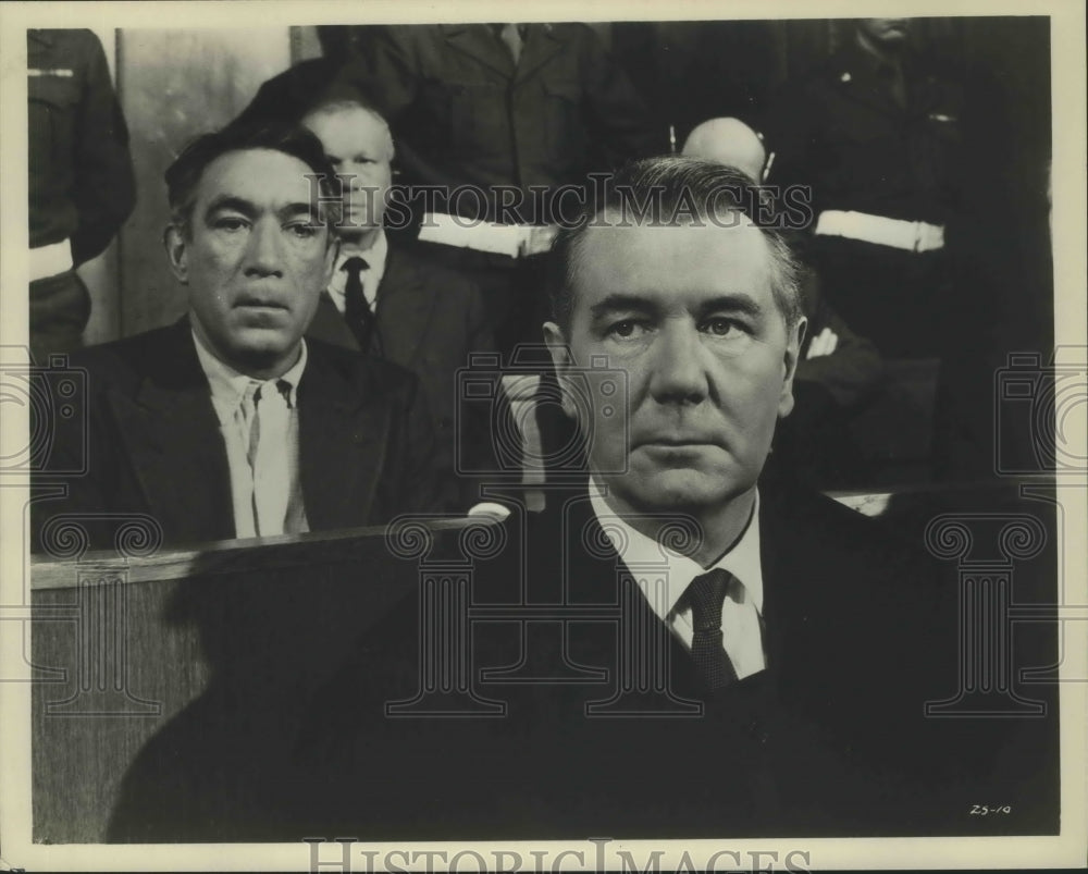 Press Photo Anthony Quinn Sits in the Dock at Nuremberg as a Minor War Criminal - Historic Images