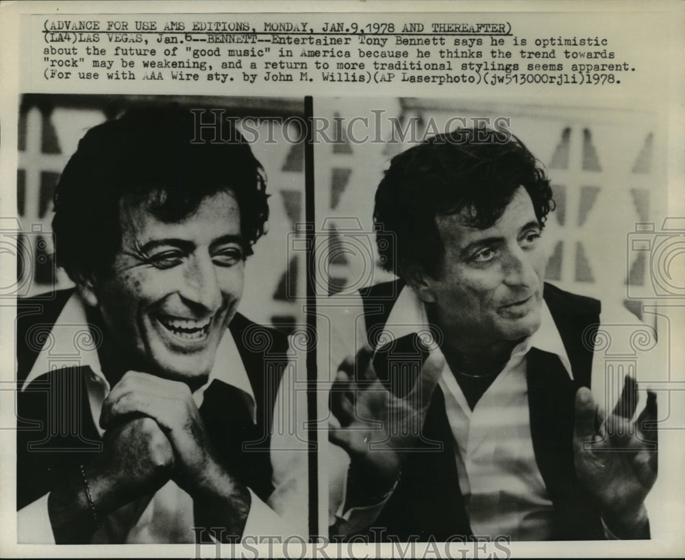 1978 Press Photo Tony Bennett Optimistic About Future of Good Music in America - Historic Images