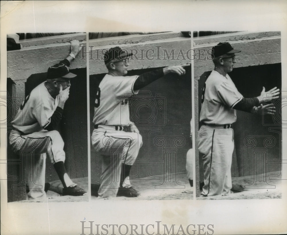 1962 Billy Rigney &amp; His Expressions as He Stood in Dugout at Stadium - Historic Images