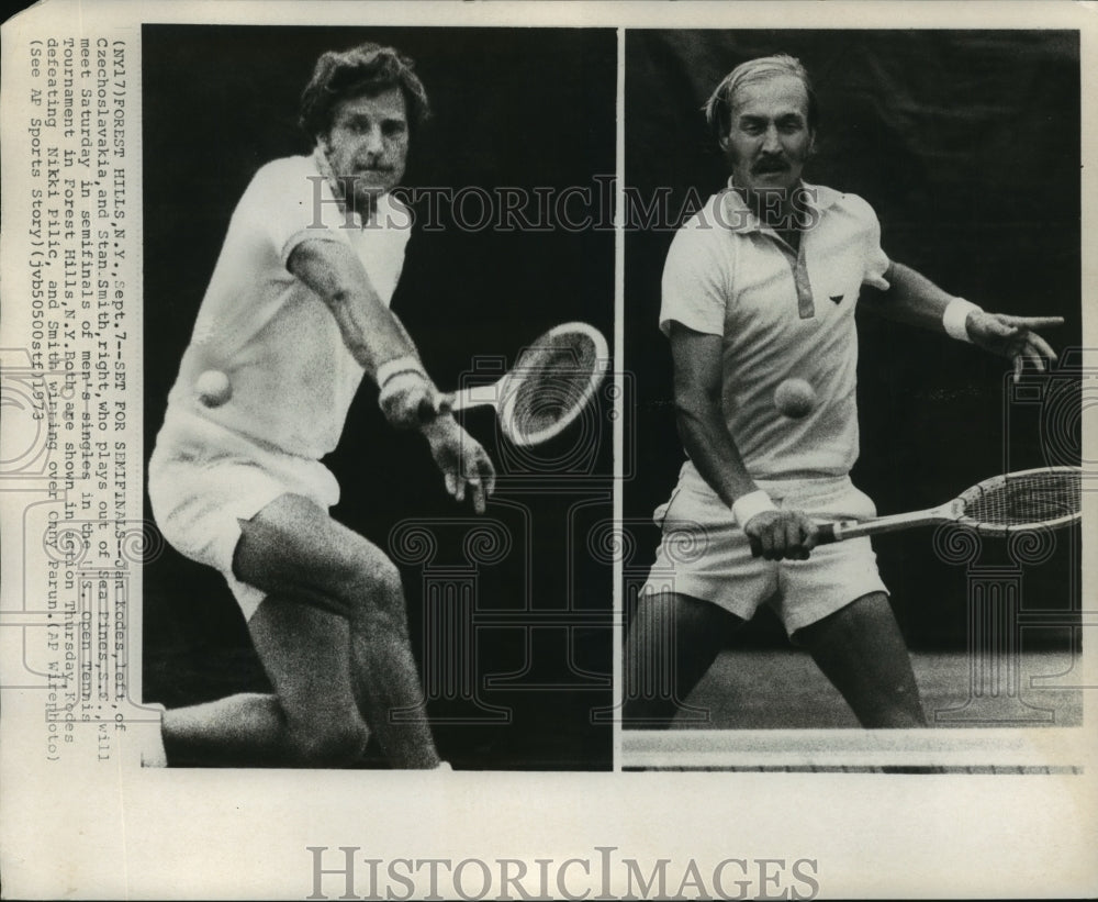 1973 Press Photo Jan Kodes &amp; Stan Smith Will Meet in Semi-Finals of Mens Singles - Historic Images