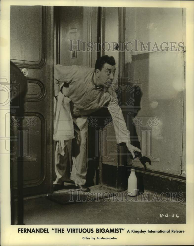 Press Photo Fernandel stars in comedy drama film &quot;The Virtuous Bigamist&quot; - Historic Images