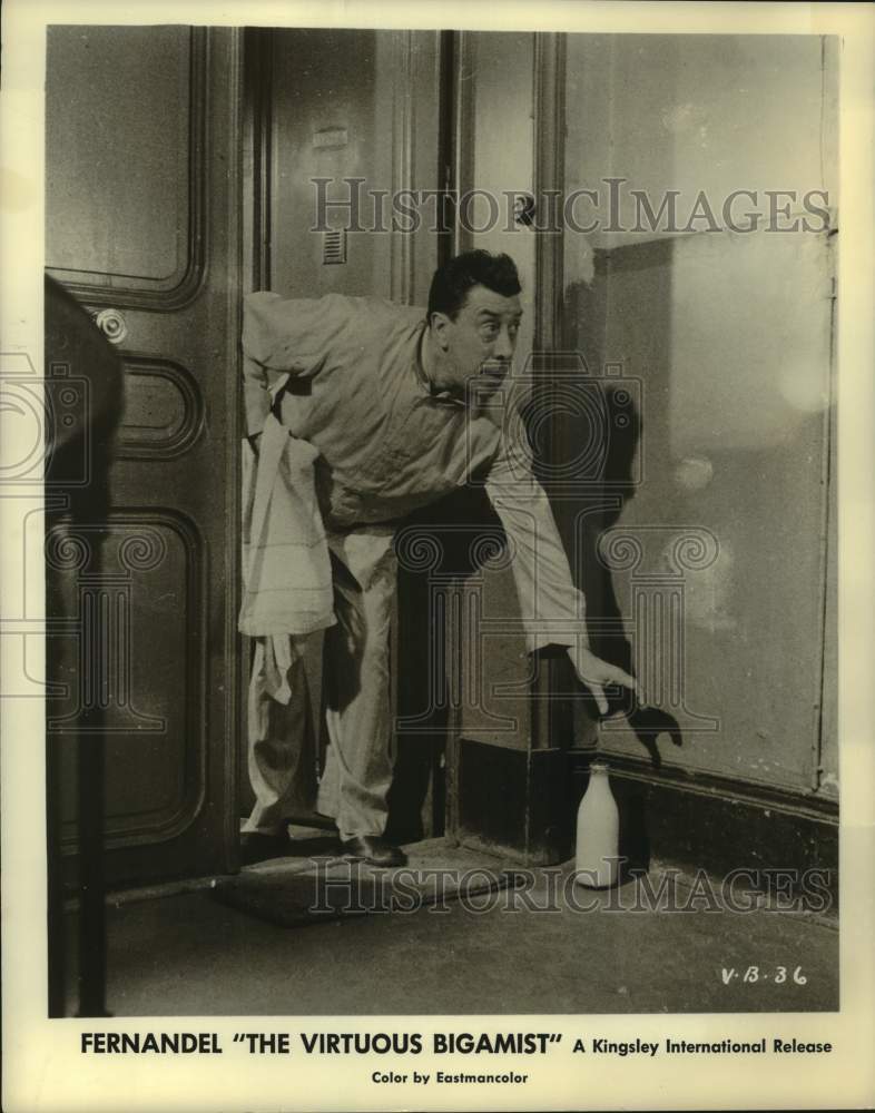Press Photo Fernandel stars in comedy drama film "The Virtuous Bigamist" - Historic Images
