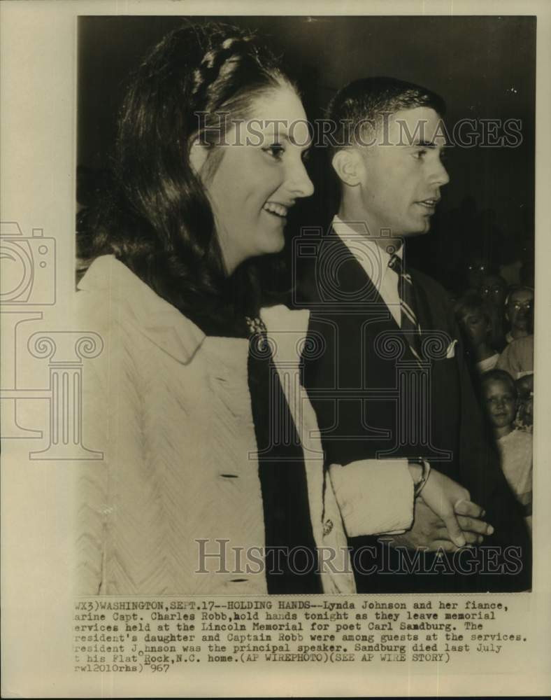 1967 Press Photo Lynda Johnson and her Fiance Marine Captain Charles Robb - Historic Images