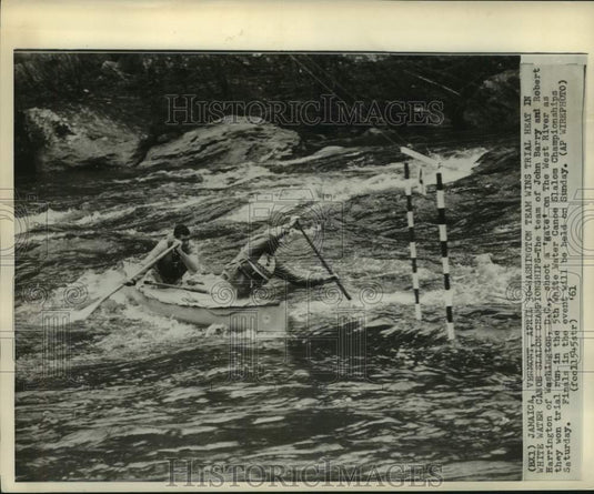 1961 Press Photo John Barry & Robert Harrington Water Canoe Slalom Championships - Historic Images