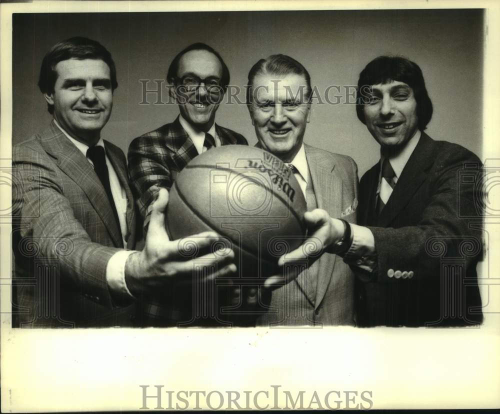 Basketball Coaches pose to promote basketball double header-New York - Historic Images