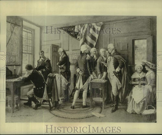 Press Photo Allegiance Oath taking at Valley Forge seen in Freedom's Finest Hour - Historic Images