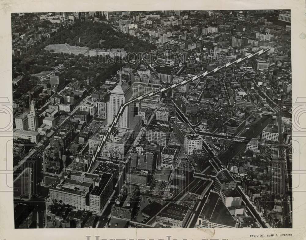 1949 Press Photo Aerial view of downtown Boston, Massachusetts - lra01450 - Historic Images