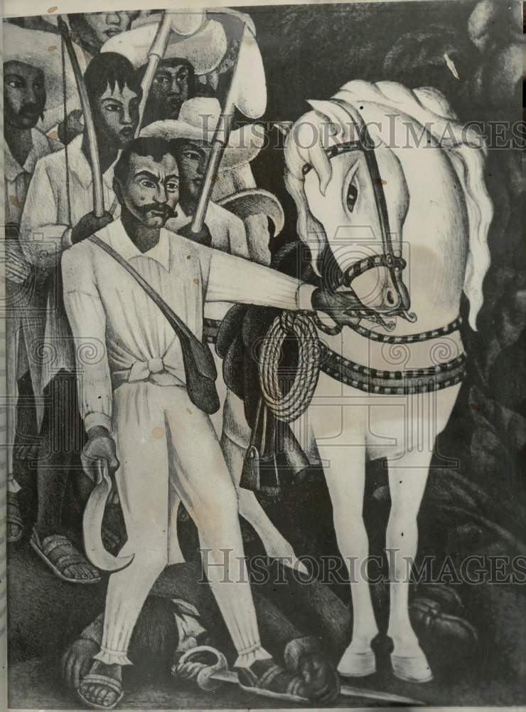 1980 Press Photo Diego de Rivera painting depicts rebel chieftain Zapata- Historic Images