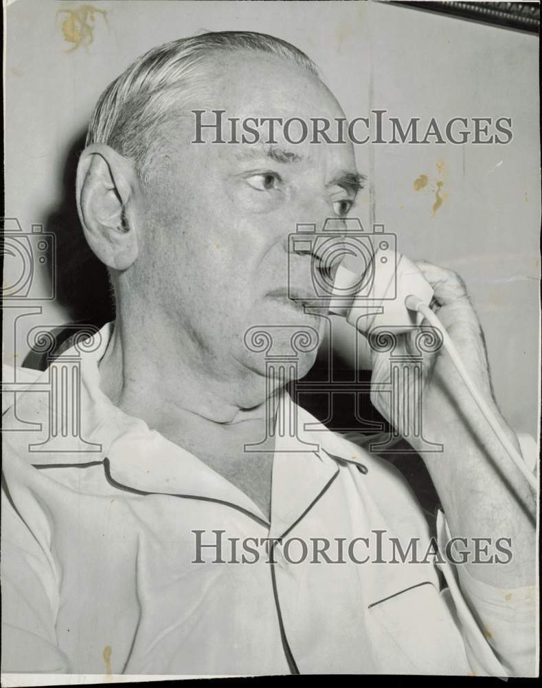 1956 Press Photo Former Governor James M. Curley speaks on the phone - lra56405- Historic Images