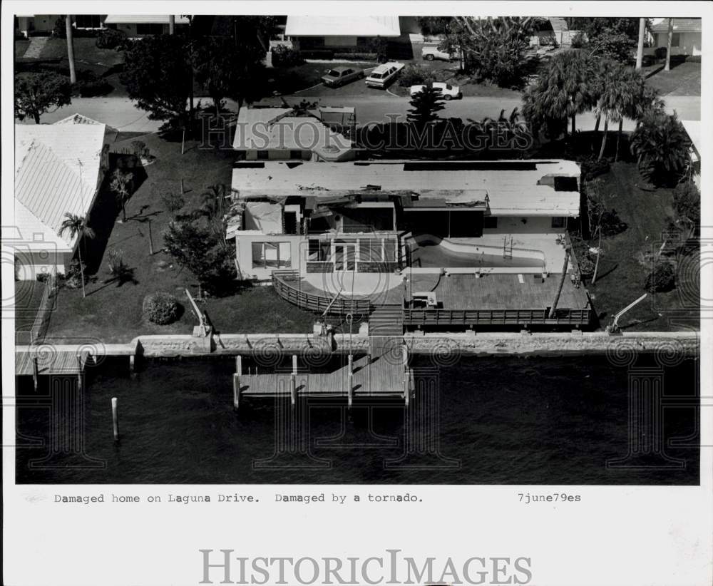 1979 Press Photo An aerial view of a home on Laguna Drive damaged by a tornado- Historic Images