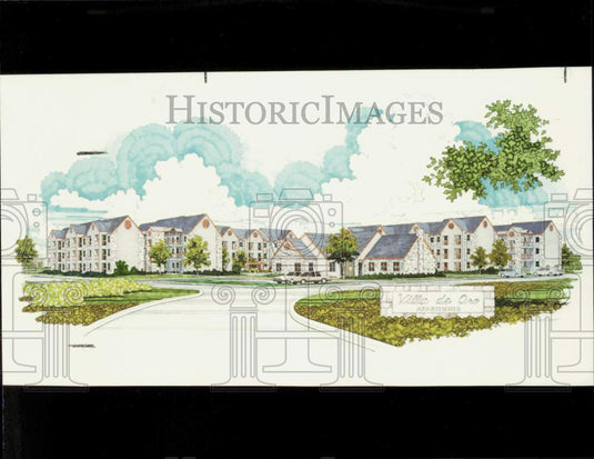 1987 Press Photo Artist's concept of Villa de Oro Apartments - lra92589- Historic Images
