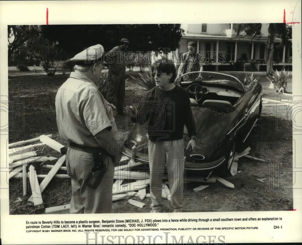 1991 Press Photo Michael J. Fox and Tom Lacy in a scene from &quot;Doc Hollywood&quot; - Historic Images