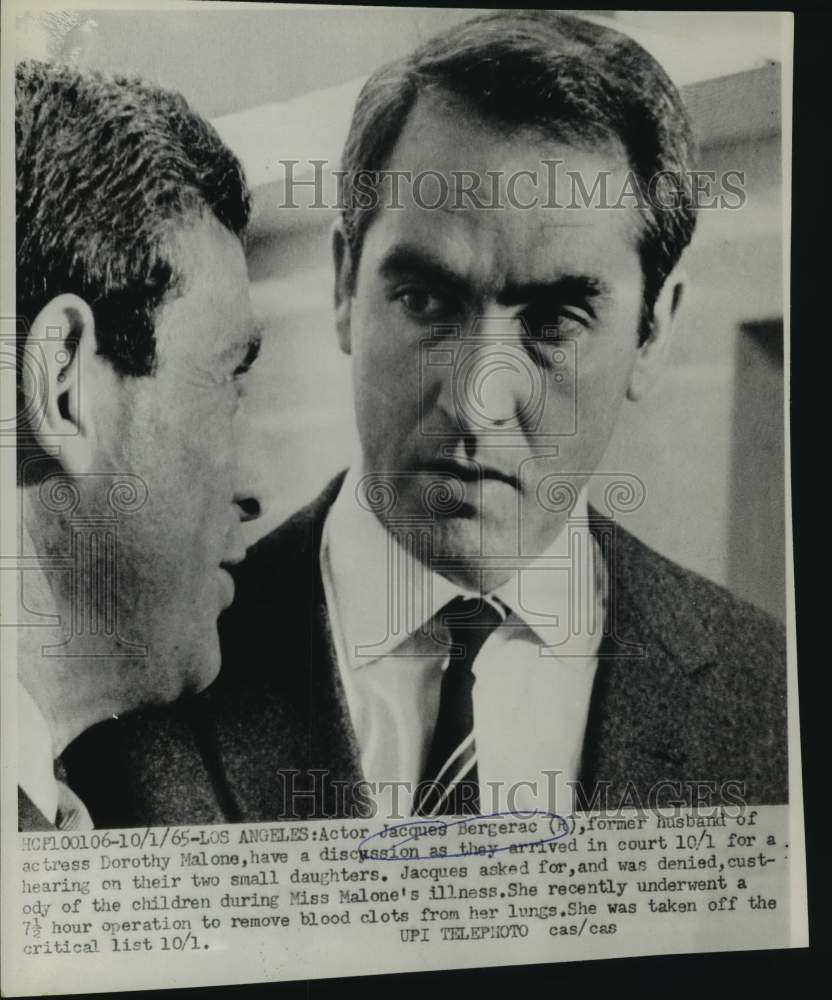 1965 Jacques Bergerac arrives in court for child custody hearing, CA - Historic Images