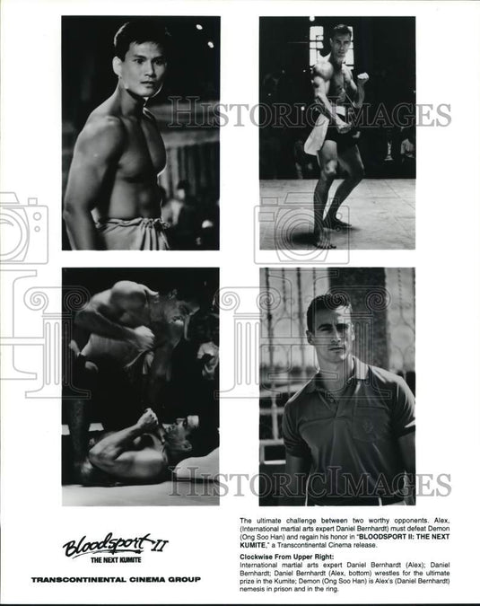 Press Photo Daniel Bernhardt, Ong Soo Han in scenes from "Bloodsport II" - Historic Images