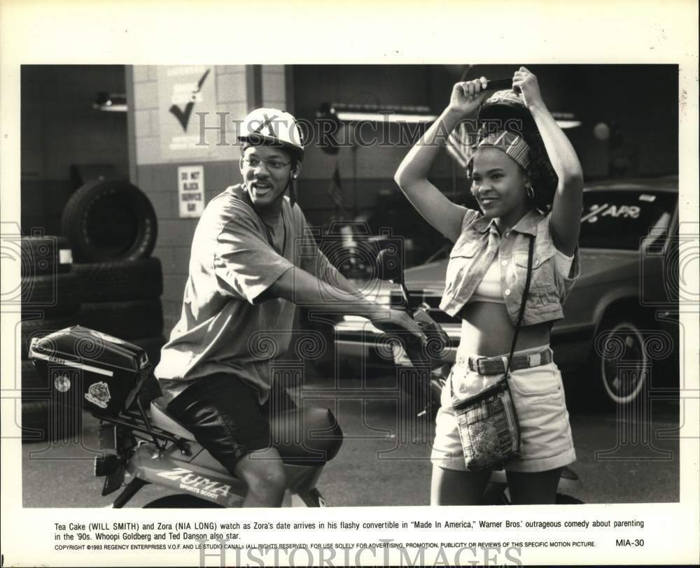 1993 Press Photo Will Smith and Nia Long in a scene from "Made In America" - Historic Images