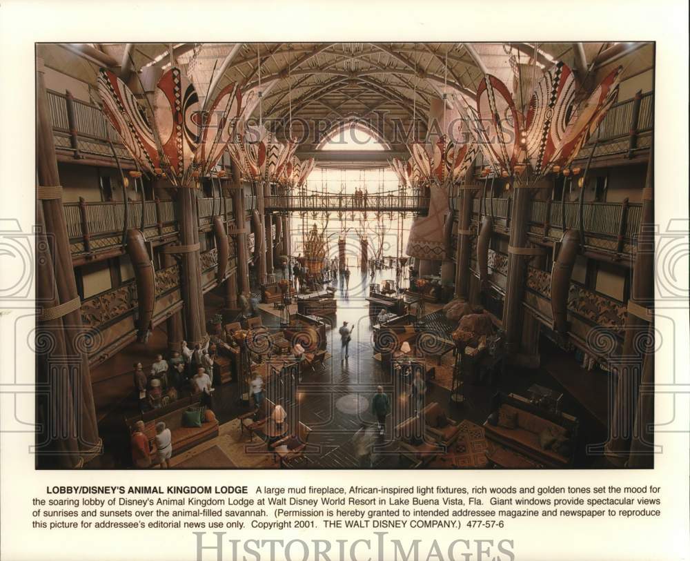 2001 Press Photo Disney&#39;s Animal Kingdom Lodge at Walt Disney Resort in Florida - Historic Images