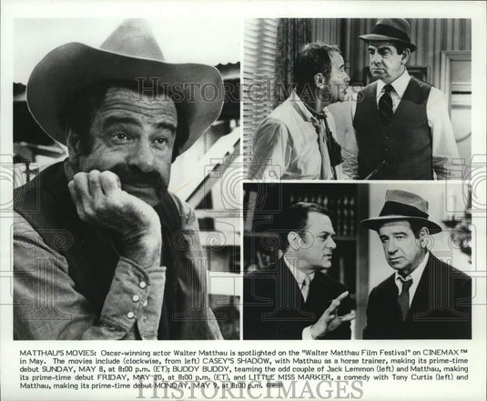 1983 Press Photo Walter Matthau and costars on the Walter Matthau Film Festival- Historic Images