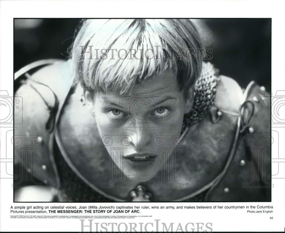 1999 Press Photo Milla Jovovich star in The Messenger: The Story of Joan of Arc - Historic Images