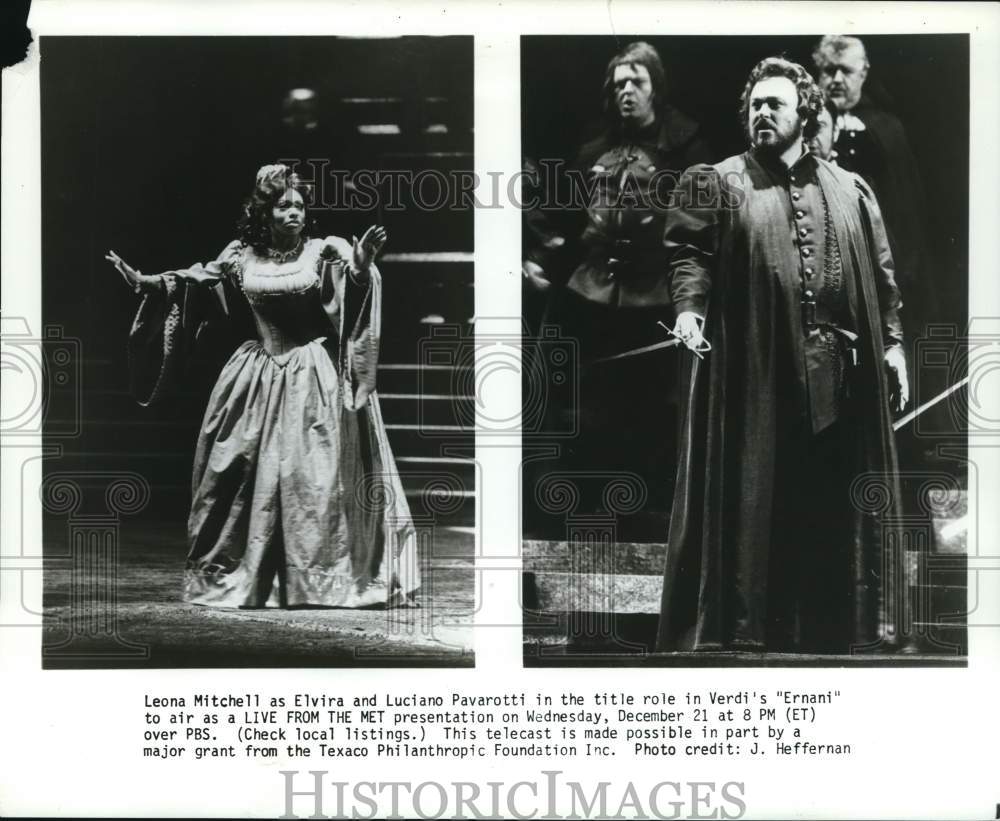 Press Photo Leona Mitchell &amp; Luciano Pavarotti starring in &quot;Ernani&quot; - lrp51606 - Historic Images