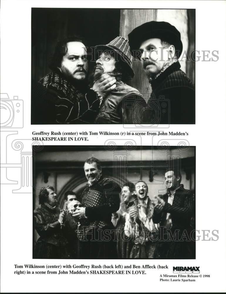 1998 Press Photo Geoffrey Rush and co stars in &quot;Shakespeare In Love&quot; - lrp51983 - Historic Images