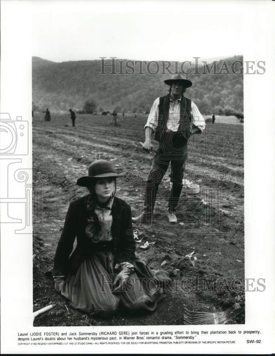 1993 Press Photo Jodie Foster and Richard Gere star in the film "Sommersby"- Historic Images