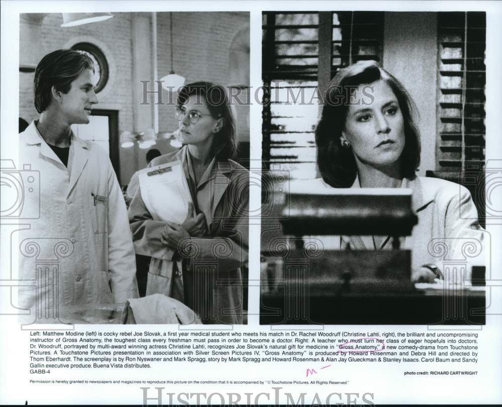 1990 Press Photo Matthew Modine and Christine Lahti star in "Gross Anatomy." - Historic Images