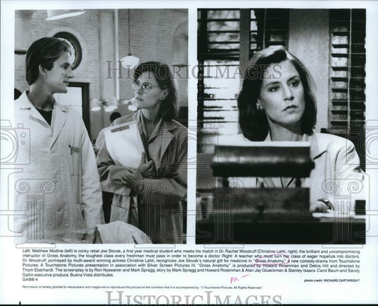 1990 Press Photo Matthew Modine and Christine Lahti star in "Gross Anatomy." - Historic Images